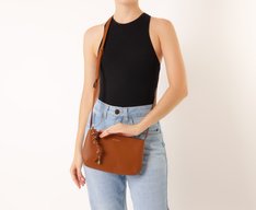 Bolsa Tiracolo Pequena Cordão Entrelaçado Marrom