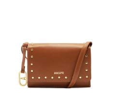 Bolsa Crossbody Pequena Marrom Tachas