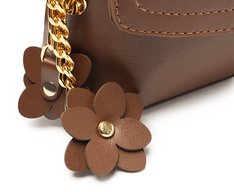 Bolsa Tiracolo Pequena Chaveiro Flor Marrom