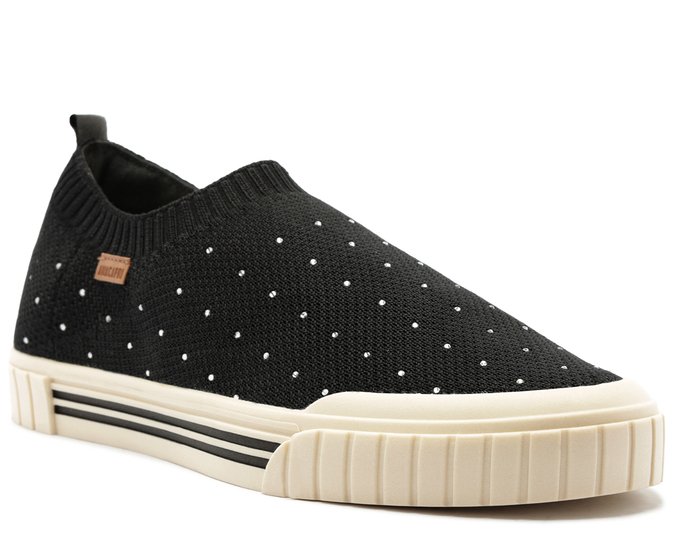 Tênis Slip On Aplicação Brilhos Preto