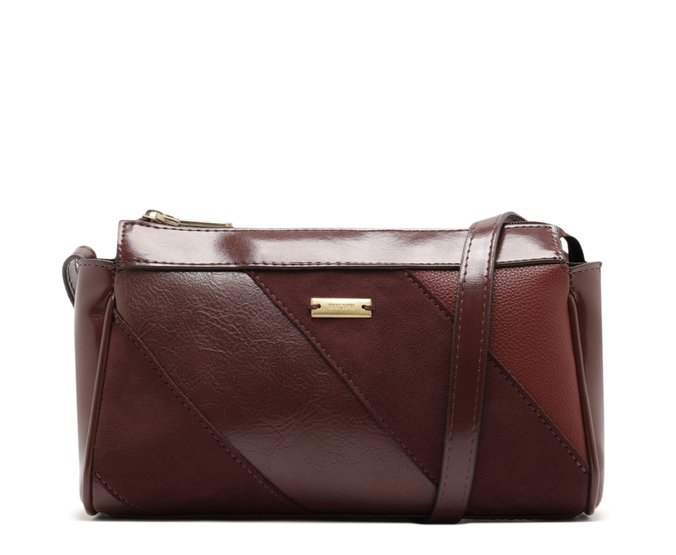 Bolsa Média Tiracolo Mix Texturas Vermelha