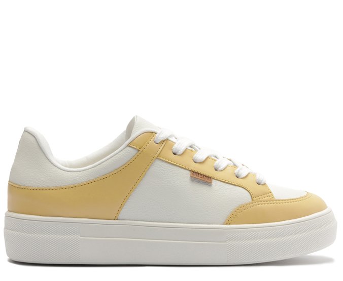 Tênis Recortes Ayla Branco e Amarelo