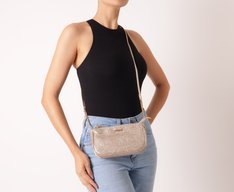 Bolsa Tiracolo Média Textura Glam Dourada