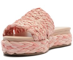 Tamanco Natural Trançado Rosa