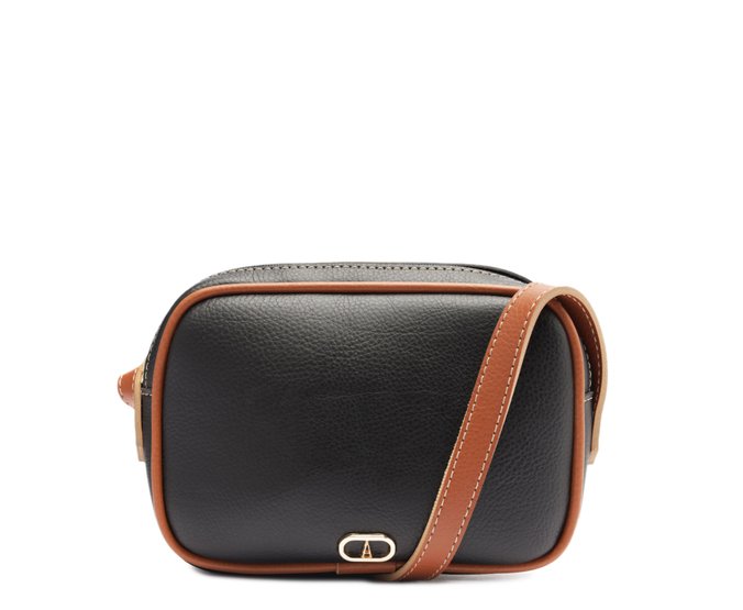 Bolsa Tiracolo Pequena Cápsula Arredondada Preta