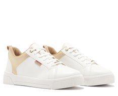 Tênis Casual Branco com Recortes Dourado