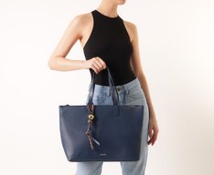 Bolsa Shopping Grande Cordão Entrelaçado Azul