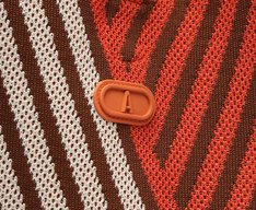 Bolsa Shopping Grande Knit Listrado Laranja e Marrom