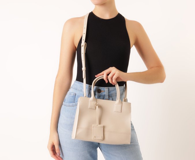 Bolsa Tote Média Pespontos Branca
