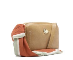 Bolsa Tiracolo Pequena Lenço Decorativo Bege
