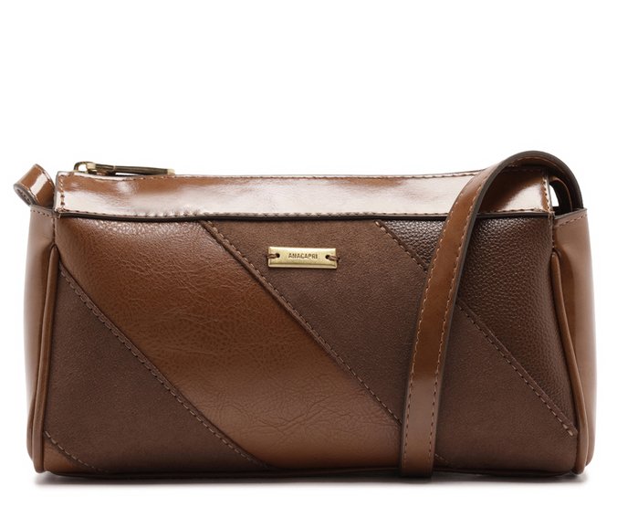 Bolsa Média Tiracolo Mix Texturas Marrom