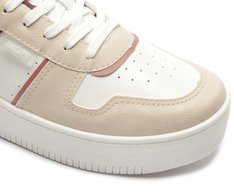 Tênis Listra Lateral Rosa E Branco