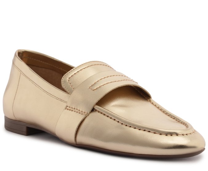 Mocassim Liso Monocolor Dourado