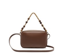 Bolsa Tiracolo Média Alça Corda E Esferas Marrom