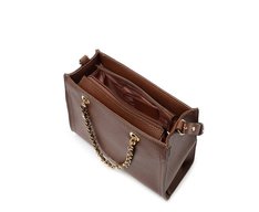 Bolsa Tote Média Alça Acorrentada Marrom