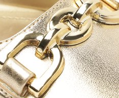 Sapatilha Slingback Bico Quadrado Bridão Dourada