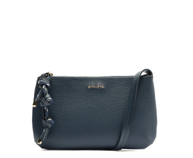 Bolsa Tiracolo Pequena Cordão Entrelaçado Azul