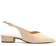 Sapatilha Slingback Salto Bloco Corte triangular Bege