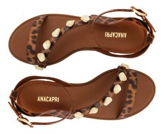 Rasteira Tiras Adorno Animal Print
