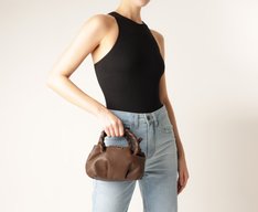 Bolsa Tiracolo Pequena Puffer Alça Trança Marrom