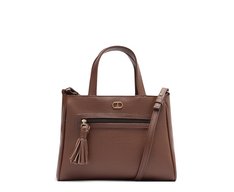 Bolsa Tote Média Bolso Frontal Barbicacho Nero Marrom