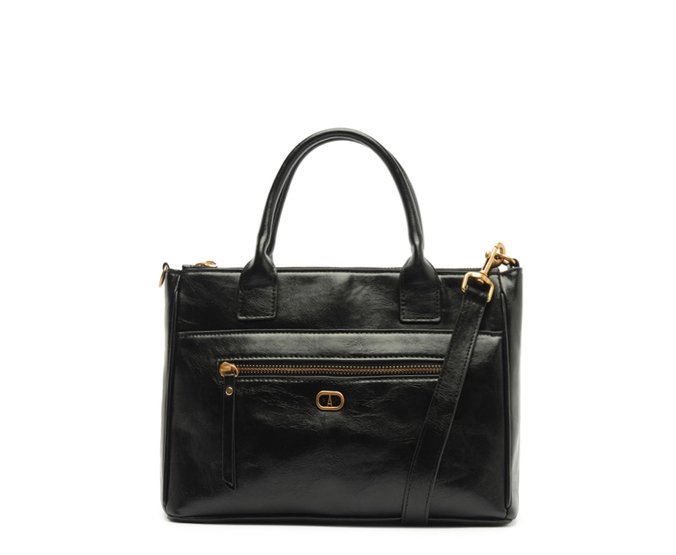 Bolsa Tote Média Bolso Frontal Detalhe Preta