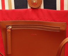 Bolsa Shopping Grande Lona Tricolor Azul e Vermelho