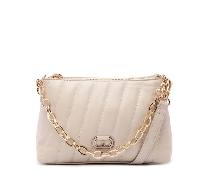 Bolsa Tiracolo Pequena Texturizada Corrente Branca