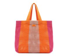 Bolsa Shopping Grande Crochê Pink e Laranja