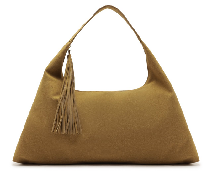 Bolsa Hobo Grande com Puxador de Tassel Caramelo