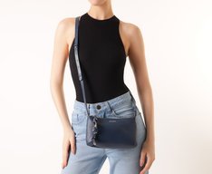 Bolsa Tiracolo Pequena Cordão Entrelaçado Azul
