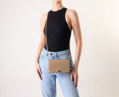 Bolsa Tiracolo Média Lisa Bege