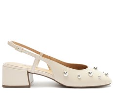 Sapatilha Slingback Maxi Tachas Salto Bloco Branca