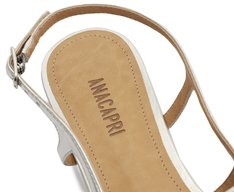 Sapatilha Slingback Bico Quadrado Tiras Prata