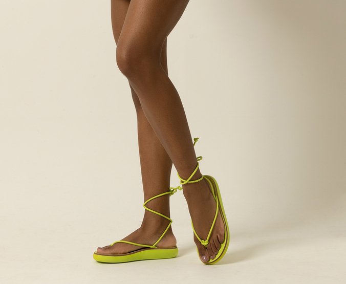 Sandália Papete Amarração Verde