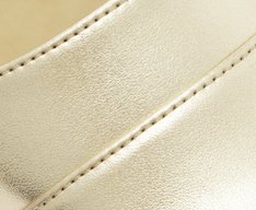 Sapatilha Slingback Salto Bloco Ponta Dourada