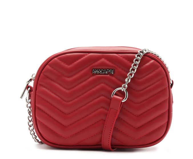 Bolsa Tiracolo Média Matelassê Zig Zag Vermelha