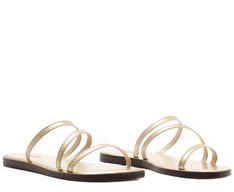 Rasteira Casual Multitiras Dourada