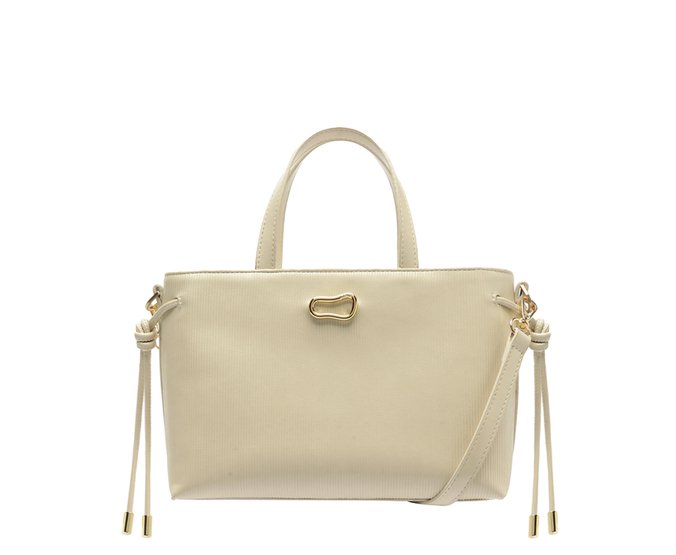 Bolsa Tote Média Canelada Branco