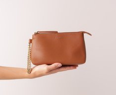 Necessaire Chaveiro Corrente Marrom