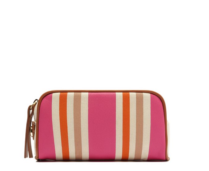 Necessaire Pequena Lona Tricolor Rosa e Laranja