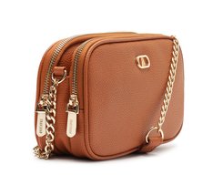 Bolsa Tiracolo Média Divisórias Metal Marrom
