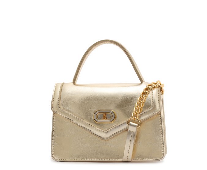Bolsa Tiracolo Pequena Estruturada Party Dourada
