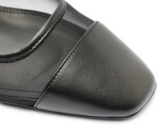 Sapatilha Slingback Tela Transparência Salto Preta