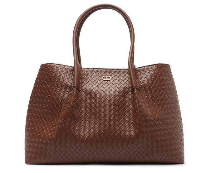 Bolsa Shopping Grande Textura Tressê Marrom