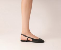 Sapatilha Slingback Bico Quadrado Basic Preta