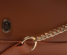 Bolsa Tiracolo Pequena Cápsula Metal Marrom