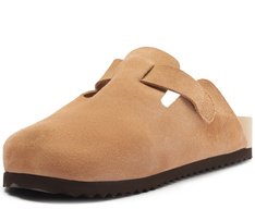 Mule Clog Acamurçada Couro Bege