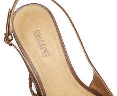 Sapatilha Slingback Salto Bloco Tranças Marrom
