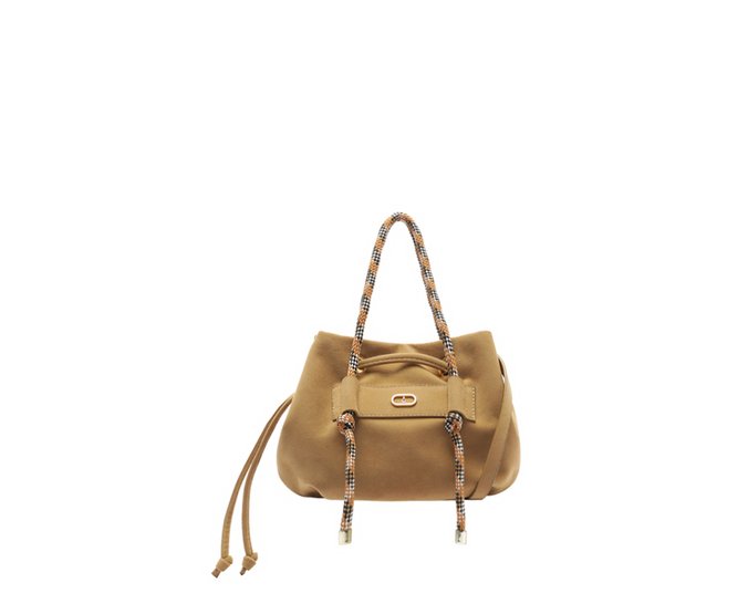 Bolsa Bucket Pequena Cordão Bege